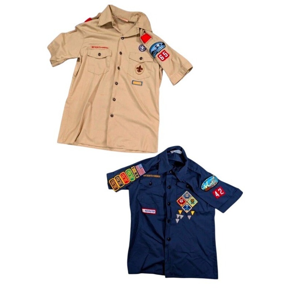BSA Scout Uniform Shirts Youth L & XL Black Swamp Area Council Troop 65 Pack 42